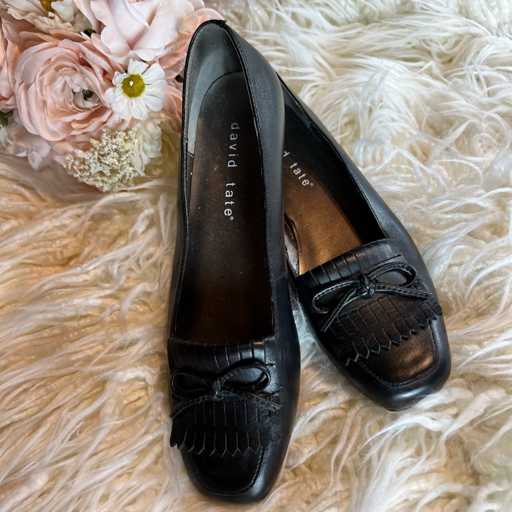 David Tate Black flats/loafers slip-on size 8N
